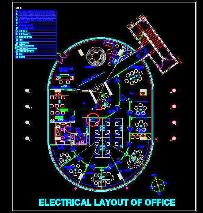 Office Layout DWG with Furniture and Electrical Plan